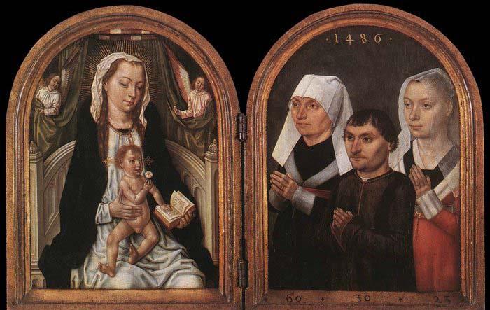 Master of the Saint Ursula Legend Diptych with the Virgin and Child and Three Donors Germany oil painting art